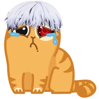 😭 Katze, weinend, traurig, Anime-Stil, Cartoon Katze, Anime whatsapp sticker