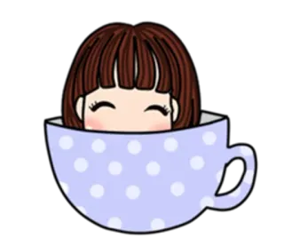 ☕ menina, xícara, fofo, desenho animado, kawaii, chá, café telegram sticker