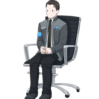 😶 Connor Detroit: Become Human android, video game, character, futuristic, detective, science fiction telegram sticker