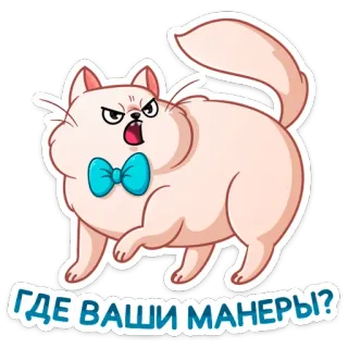 😡 ГДЕ ВАШИ МАНЕРЫ? кот, манеры, милый, животное, стикер, питомец telegram sticker