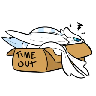 😠 TIME OUT Dessin animé, Boîte, Pause, Oiseau telegram sticker