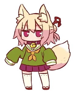 🦊 Anime, Fille renard, Mignon, Chibi, Manga, Oreilles d'animaux telegram sticker