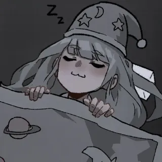 ⛓ zz 睡眠, 寝る, 月, 星, アニメ, 女の子, 就寝, 夢 telegram sticker