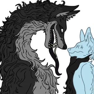 😤 wolf, choking, monster, animal, fantasy, violence telegram sticker