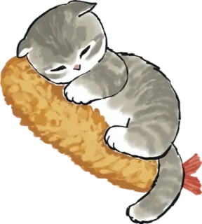 🍤 cat, kitten, sleeping, tempura, cute, animal, food telegram sticker