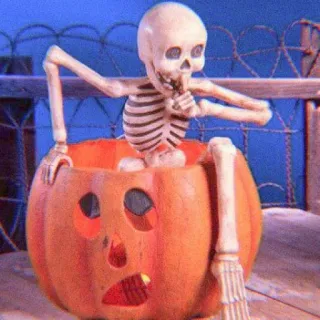 🦴 骸骨, ハロウィン, カボチャ, 秋, 怖い telegram sticker