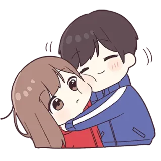 💙 アニメ, かわいい, カップル, ハグ, 愛, ロマンス telegram sticker