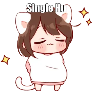 🤔 Single Hu orecchie da gatto, anime, cartone animato, carino, kawaii whatsapp sticker