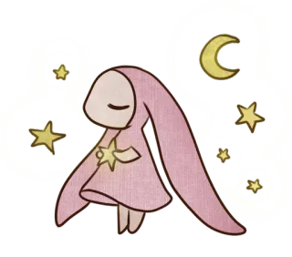 💤 stars, moon, cute, character, pink, hood telegram sticker