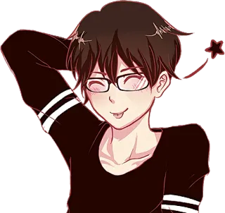 😛 Anime, Cartone animato, Personaggio, Occhiali, Carino, Ragazzo telegram sticker