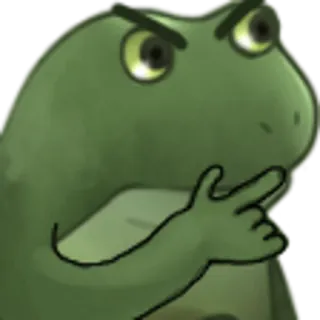🤔 rana, pensando, meme, verde, animal whatsapp sticker