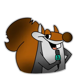 🗣 Eichhörnchen, Mikrofon, Nachrichten, Reporter, Cartoon telegram sticker