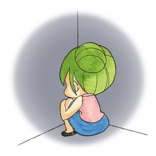 😔 meisje, cartoon, verdrietig, huilen, chibi, groen haar telegram sticker