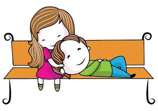 ❤ 만화, 사랑, 커플, 행복, 사람들, 관계 telegram sticker