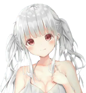 😛 Anime, Fille, Cheveux blancs, Mignon, Dessin animé, Personnage, Illustration telegram sticker