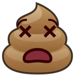 😲 какашка, эмодзи, мертвый, грустный, коричневый whatsapp sticker