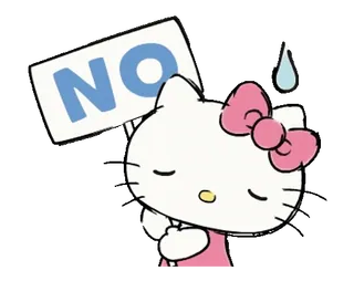 ⭐ Hello Kitty NO Hello Kitty, no, negativo, carino, cartoni animati telegram sticker