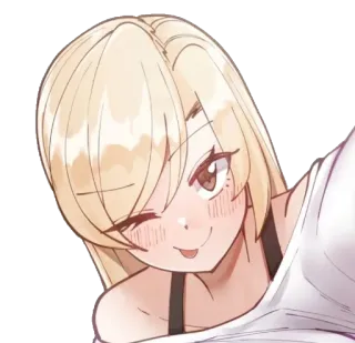 😜 Anime, Mädchen, Cartoon, Lächeln, blond telegram sticker