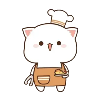 👩‍🍳 kucing, koki, memasak, makanan, celemek, lucu, kartun telegram sticker