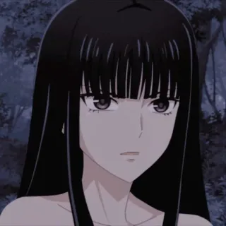 😡 Anime, Gadis, Wanita, rambut hitam, rambut panjang, Karakter telegram sticker