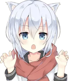 👻 动漫, 猫娘, 可爱, 卡哇伊, 围巾, 漫画 telegram sticker