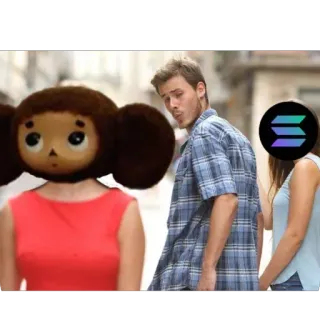 👍 Cheburashka Distracted Boyfriend Cheburashka, Distracted Boyfriend, meme, Solana, crypto, funny telegram sticker