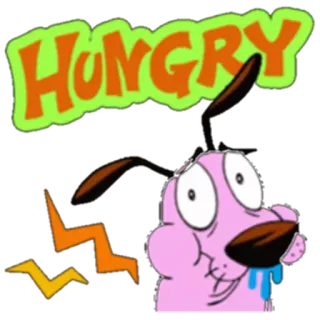 😋 Courage Courage the Cowardly Dog HUNGRY chien, affamé, dessin animé, effrayé, chien rose, Courage le chien froussard telegram sticker