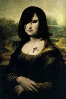🧐 Mona Lisa Mona Lisa, parodia, emo, retrato, arte whatsapp sticker