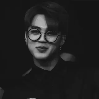 🕳 pessoa, homem, óculos, retrato, preto e branco, k-pop telegram sticker