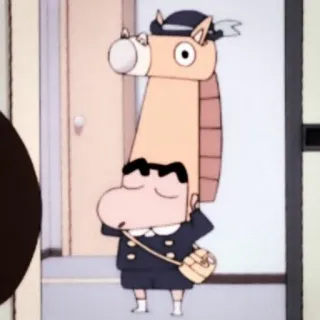 🐇 Shin-chan Nohara Crayon Shin-chan crayon shin chan, anime, paardenhoofd, kostuum, grappig telegram sticker