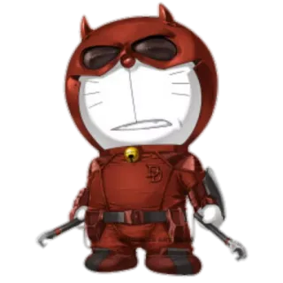 ⚒ Doraemon, Daredevil doraemon, daredevil, marvel, crossover, katze, roboter, superheld, cartoon whatsapp sticker