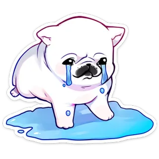 ⭐ perro, llorando, triste, cachorro, lindo, emoción, lágrimas telegram sticker
