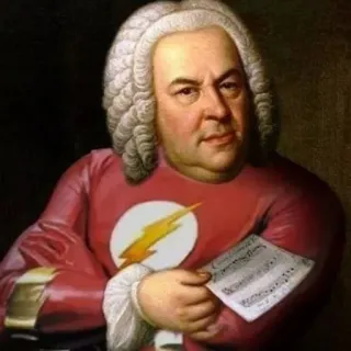 🦸 Johann Sebastian Bach Bach, composer, music, classical music, Flash, superhero telegram sticker
