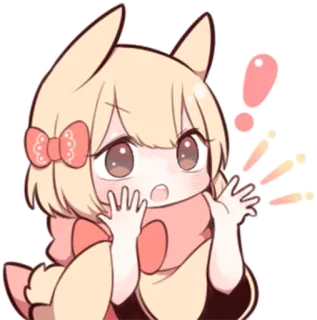 😮 애니메이션, 카와이, 스티커, 귀여운, 소녀, SD캐릭터, 느낌표 telegram sticker