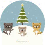 ☄ Tomorrow guaxinins, neve, árvore, animais, inverno, fofo telegram sticker