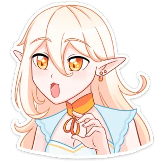 😮 Anime, Elf, Niedlich, Mädchen, Blonde Haare, Ohrringe, Manga whatsapp sticker