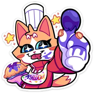 😋 Кушою cartoon, chef, cat, pie, licking, cute telegram sticker