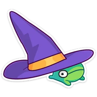 🧙‍♂️ cartone animato, cappello, strega, animale, verde, magia, adesivo, halloween telegram sticker