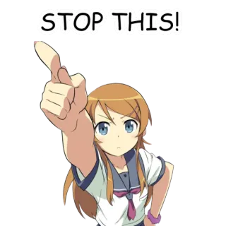 👆 STOP THIS! Anime, Chica, Advertencia, Stop, Señalando telegram sticker