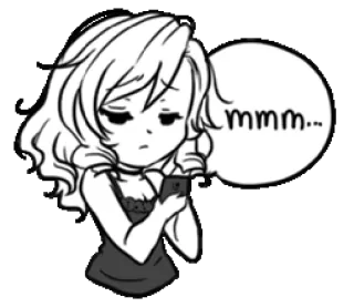 😔 mmm... Chibi, Anime, Ragazza, SMS, Carino, Kawaii whatsapp sticker