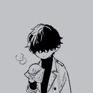 👁‍🗨 Animé, Manga, Personnage, Monochrome, Manteau, Nourriture, Dessin, Illustration telegram sticker