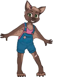 👚 bat furry bat, furry, anthropomorphic, cute, overalls, character design, cartoon whatsapp sticker