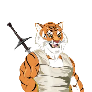 🧡 hổ, kiếm, động vật, vũ khí, nhân hóa telegram sticker