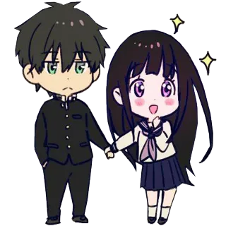 ❤️ Anime, Casal, Fofo, Chibi, Kawaii, Desenho animado, Amor, Relacionamento whatsapp sticker