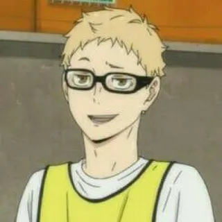 🏐 Tsukishima Kei Haikyuu!! anime, haikyuu, tsukishima kei, glasses, volleyball whatsapp sticker