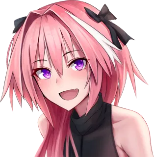 😜 Astolfo Anime, Mangá, cabelo rosa, Trap, sorriso telegram sticker
