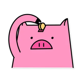 🤑 Piggy свинья, мультфильм, животное, розовый, монета telegram sticker