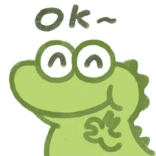 🙂 Ok~ dinosaur, cute, cartoon, ok, reptile, green telegram sticker