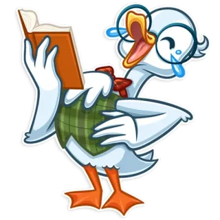 😹 Ente, Lesen, Buch, Cartoon, Nerd, Brille telegram sticker