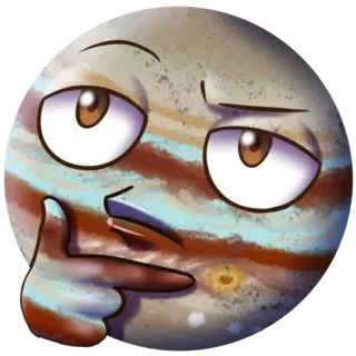 😐 jupiter, planet, thinking, emoji, space, cartoon, astronomy telegram sticker